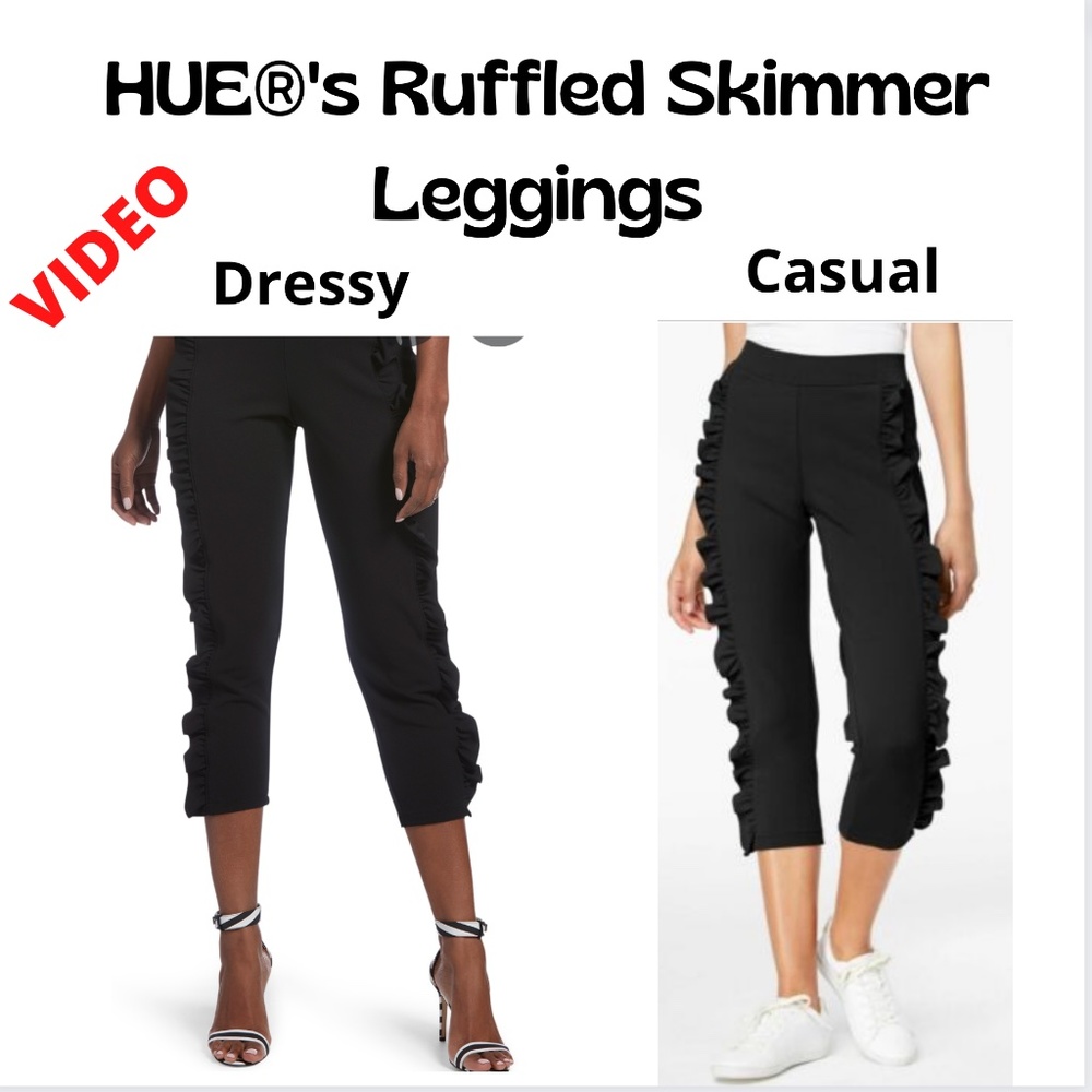 HUE Womens Ruffled Loafer Skimmer Leggings